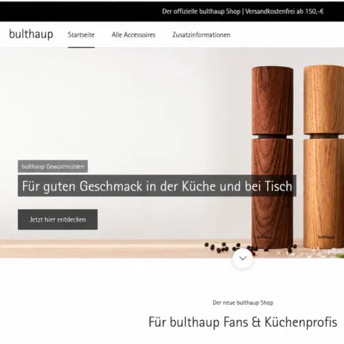 Startseite des bulthaup Online-Shops für Küchen-Accessoires